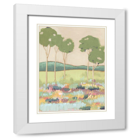 Shades of Trees II White Modern Wood Framed Art Print with Double Matting by Wang, Melissa