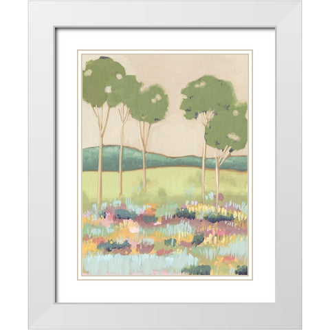 Shades of Trees II White Modern Wood Framed Art Print with Double Matting by Wang, Melissa