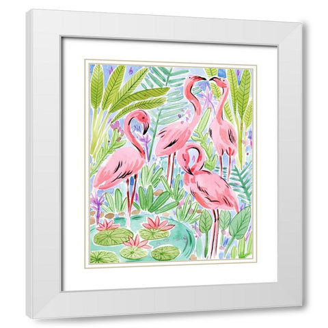 Wild Swimming I White Modern Wood Framed Art Print with Double Matting by Wang, Melissa