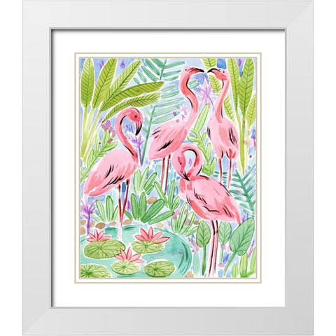 Wild Swimming I White Modern Wood Framed Art Print with Double Matting by Wang, Melissa