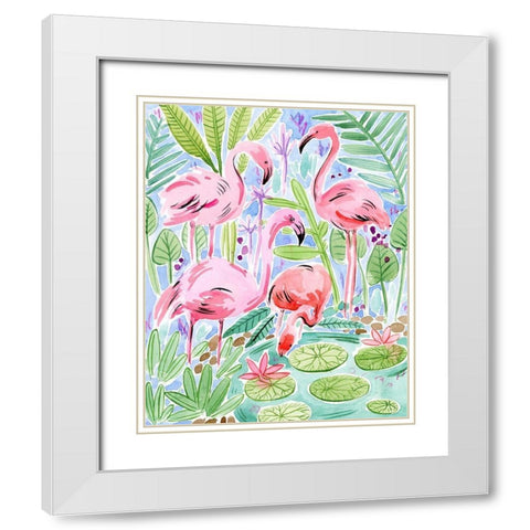 Wild Swimming II White Modern Wood Framed Art Print with Double Matting by Wang, Melissa