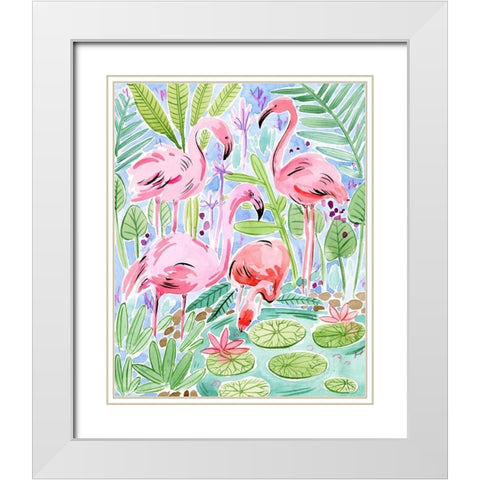Wild Swimming II White Modern Wood Framed Art Print with Double Matting by Wang, Melissa