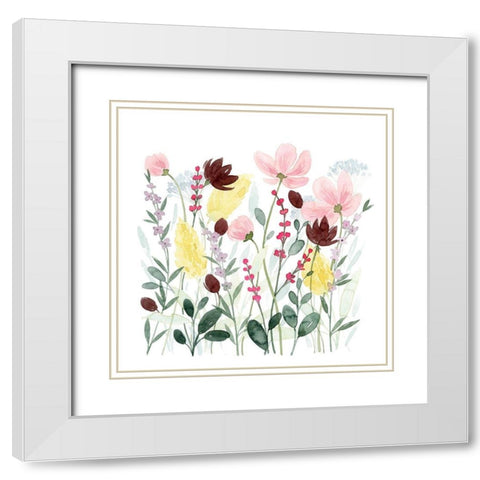 May Posy I White Modern Wood Framed Art Print with Double Matting by Popp, Grace
