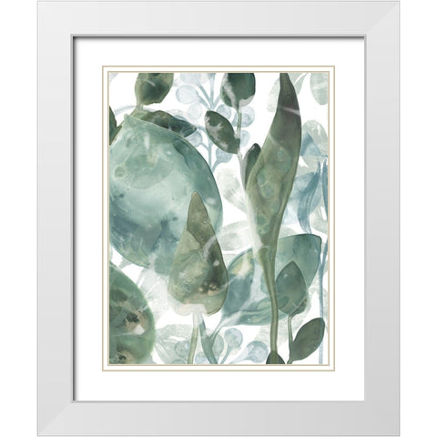 Aquatic Leaves IV White Modern Wood Framed Art Print with Double Matting by Vess, June Erica