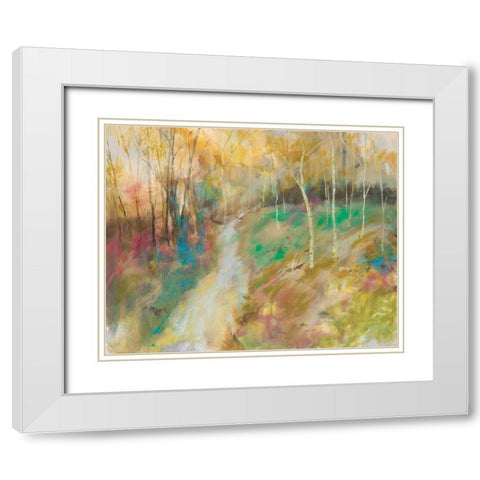Wooded Pathway I White Modern Wood Framed Art Print with Double Matting by Joy, Julie