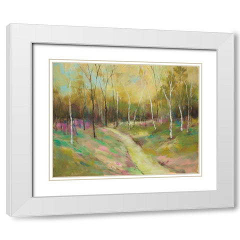 Wooded Pathway II White Modern Wood Framed Art Print with Double Matting by Joy, Julie