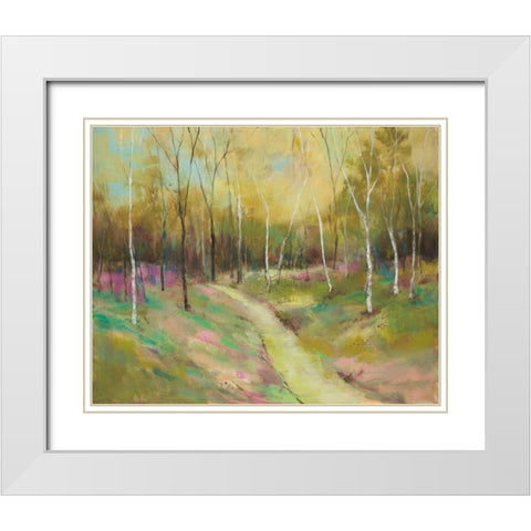 Wooded Pathway II White Modern Wood Framed Art Print with Double Matting by Joy, Julie