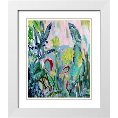 Opulent Floral Strokes III White Modern Wood Framed Art Print with Double Matting by Daavettila, Tara