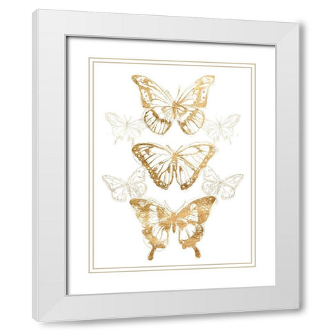 Gold Butterfly Contours II White Modern Wood Framed Art Print with Double Matting by Vess, June Erica