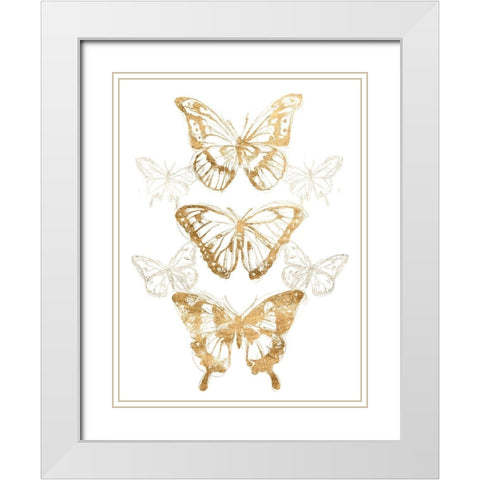 Gold Butterfly Contours II White Modern Wood Framed Art Print with Double Matting by Vess, June Erica