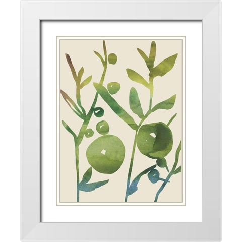 Spring Sprig I White Modern Wood Framed Art Print with Double Matting by Zarris, Chariklia