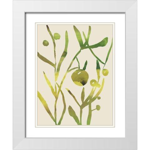 Spring Sprig II White Modern Wood Framed Art Print with Double Matting by Zarris, Chariklia