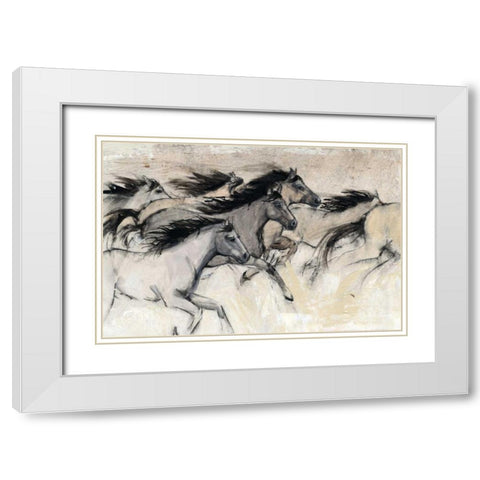 Horses in Motion I White Modern Wood Framed Art Print with Double Matting by OToole, Tim