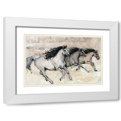 Horses in Motion II White Modern Wood Framed Art Print with Double Matting by OToole, Tim