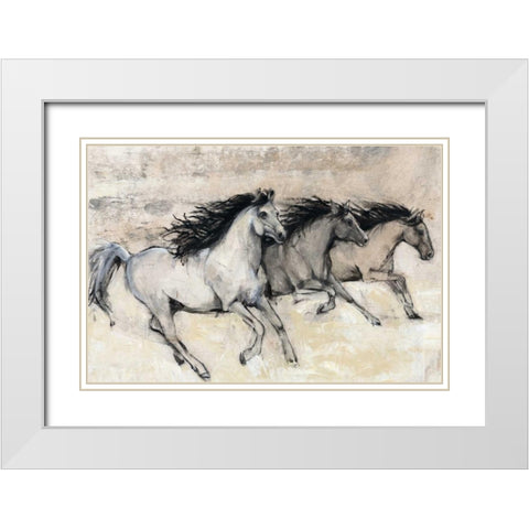 Horses in Motion II White Modern Wood Framed Art Print with Double Matting by OToole, Tim