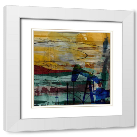 40x40 Oil Rig Abstract (ASH) White Modern Wood Framed Art Print with Double Matting by Jasper, Sisa