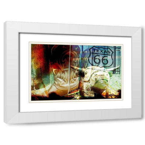 36x56 Boots and Route (ASH) White Modern Wood Framed Art Print with Double Matting by Jasper, Sisa