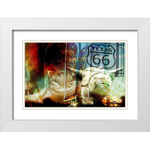 36x56 Boots and Route (ASH) White Modern Wood Framed Art Print with Double Matting by Jasper, Sisa