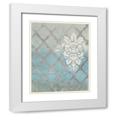 Teal and Arabesque I White Modern Wood Framed Art Print with Double Matting by Studio W