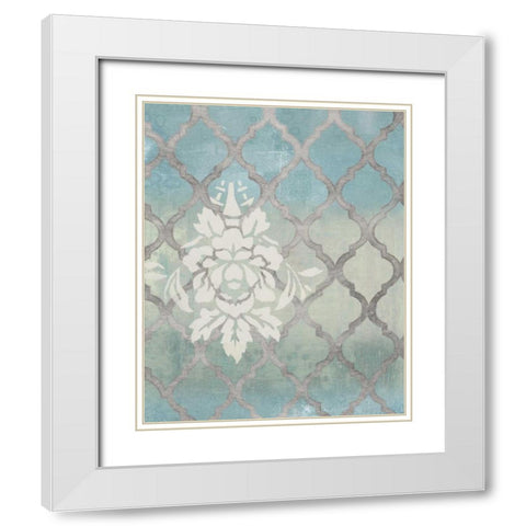 Teal and Arabesque II White Modern Wood Framed Art Print with Double Matting by Studio W