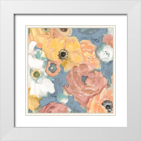 Happy Florals I White Modern Wood Framed Art Print with Double Matting by Studio W