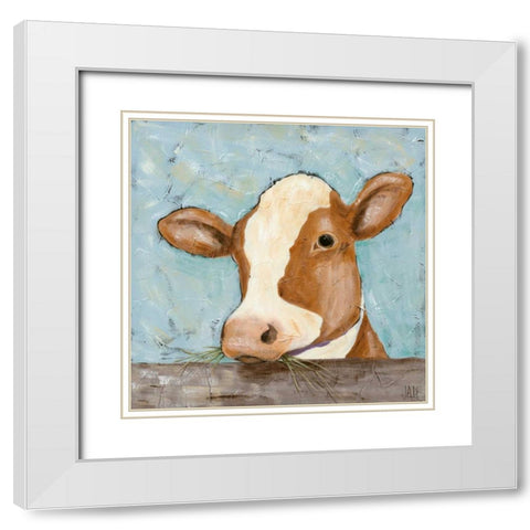 Daisy White Modern Wood Framed Art Print with Double Matting by Reynolds, Jade