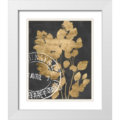 Postage Leaves III White Modern Wood Framed Art Print with Double Matting by Goldberger, Jennifer