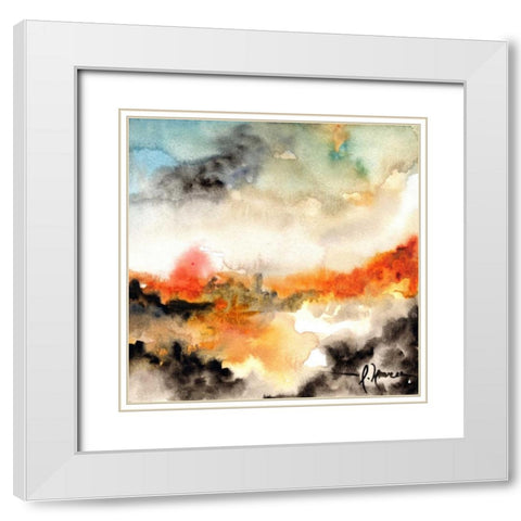 Acuarela I White Modern Wood Framed Art Print with Double Matting by Herrera, Leticia