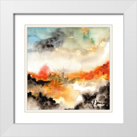 Acuarela I White Modern Wood Framed Art Print with Double Matting by Herrera, Leticia