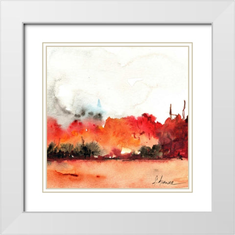 Acuarela II White Modern Wood Framed Art Print with Double Matting by Herrera, Leticia