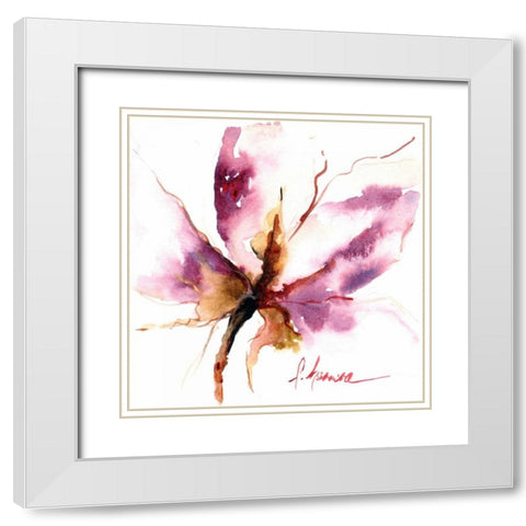 Blooms Hermanas I White Modern Wood Framed Art Print with Double Matting by Herrera, Leticia