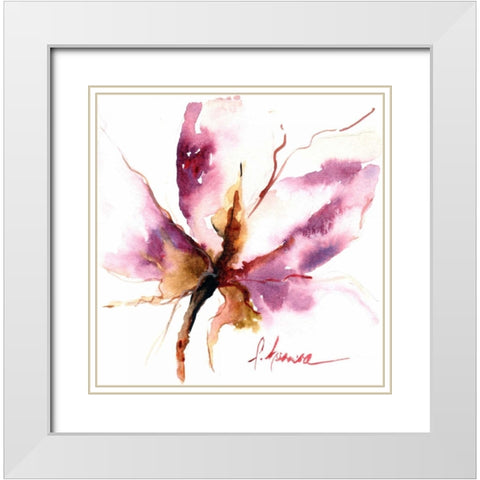 Blooms Hermanas I White Modern Wood Framed Art Print with Double Matting by Herrera, Leticia
