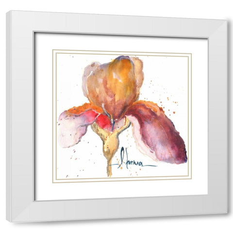 Blooms Hermanas III White Modern Wood Framed Art Print with Double Matting by Herrera, Leticia