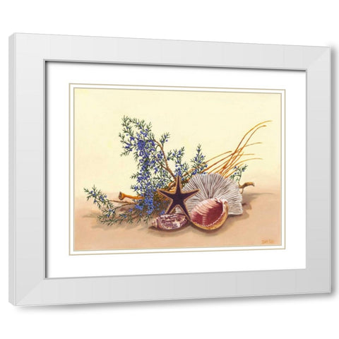 Sea Still Life I White Modern Wood Framed Art Print with Double Matting by Miller, Dianne