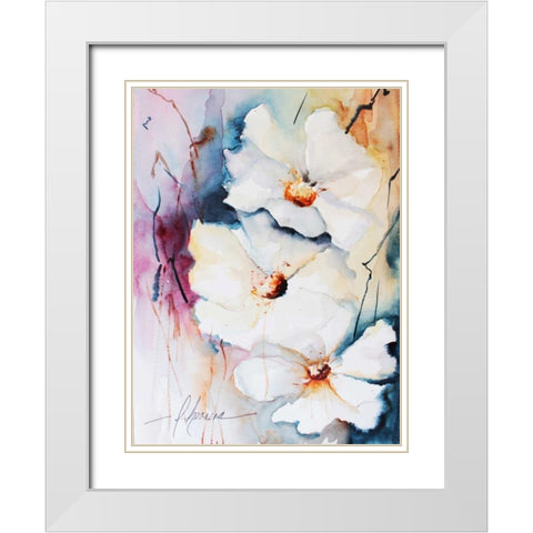 Blooms Aquas I White Modern Wood Framed Art Print with Double Matting by Leticia Herrera