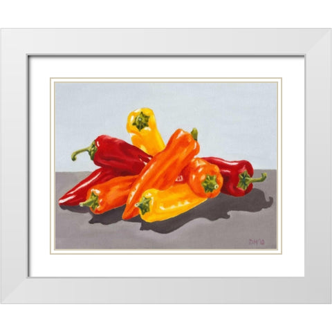 Pepper Collection I White Modern Wood Framed Art Print with Double Matting by Miller, Dianne