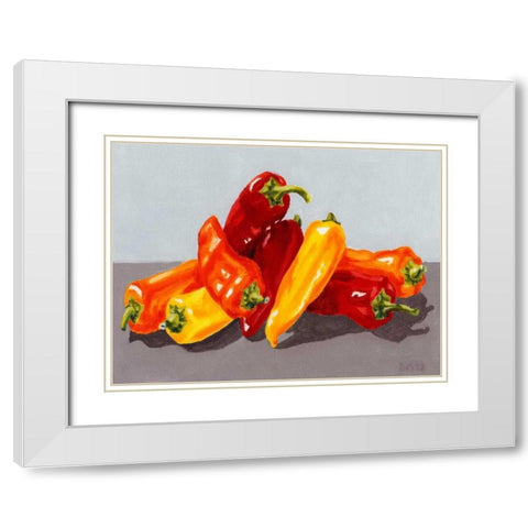 Pepper Collection II White Modern Wood Framed Art Print with Double Matting by Miller, Dianne