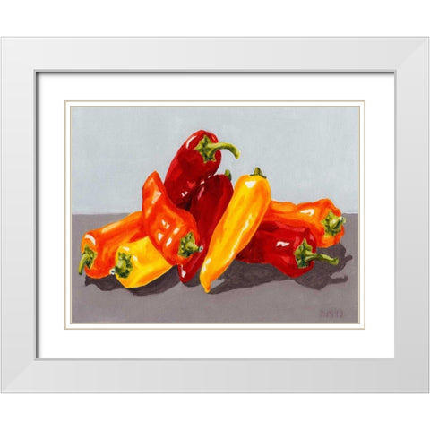 Pepper Collection II White Modern Wood Framed Art Print with Double Matting by Miller, Dianne