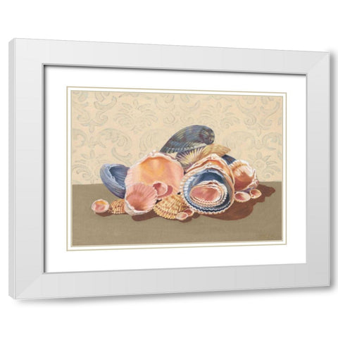 Shell Collection I White Modern Wood Framed Art Print with Double Matting by Miller, Dianne