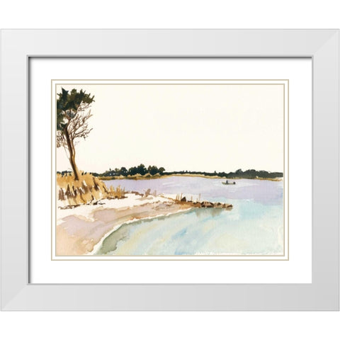 Minimalist Coastline I White Modern Wood Framed Art Print with Double Matting by Miller, Dianne
