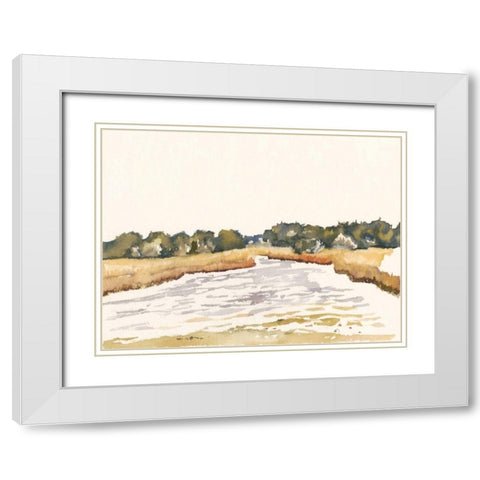 Minimalist Coastline II White Modern Wood Framed Art Print with Double Matting by Miller, Dianne