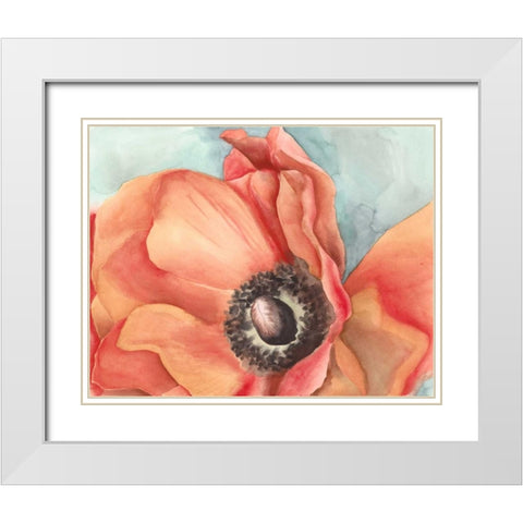 Watercolor Poppy I White Modern Wood Framed Art Print with Double Matting by Meagher, Megan