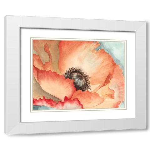 Watercolor Poppy II White Modern Wood Framed Art Print with Double Matting by Meagher, Megan