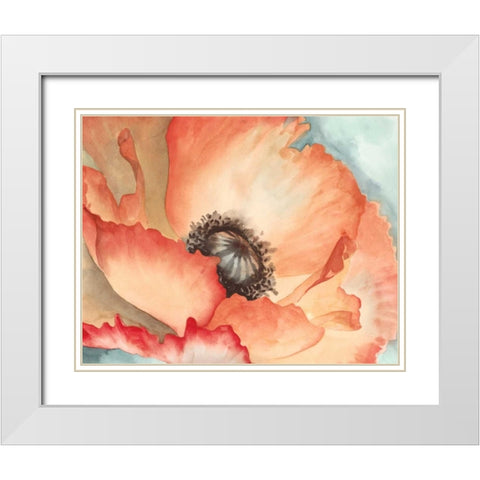 Watercolor Poppy II White Modern Wood Framed Art Print with Double Matting by Meagher, Megan