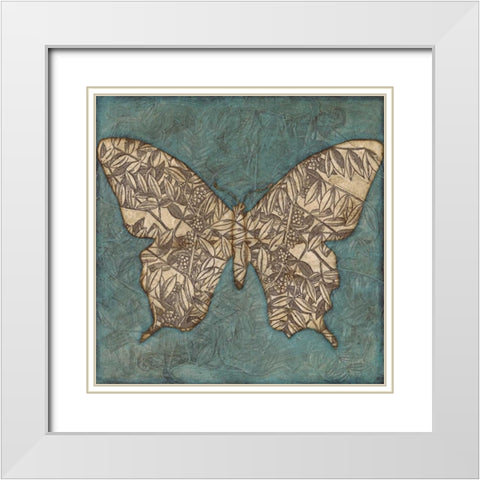 Collage Butterfly II White Modern Wood Framed Art Print with Double Matting by Meagher, Megan