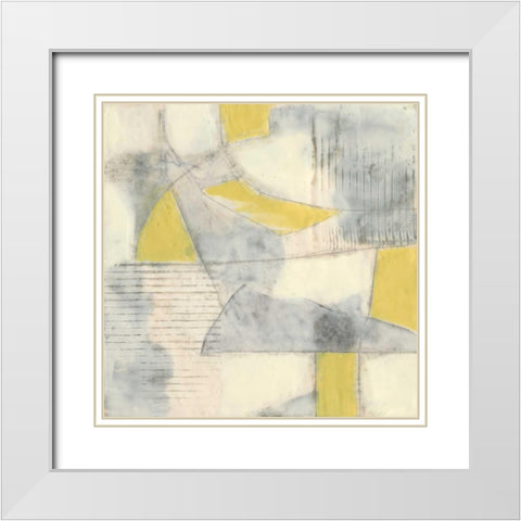 Thin Grey Lines II White Modern Wood Framed Art Print with Double Matting by Goldberger, Jennifer