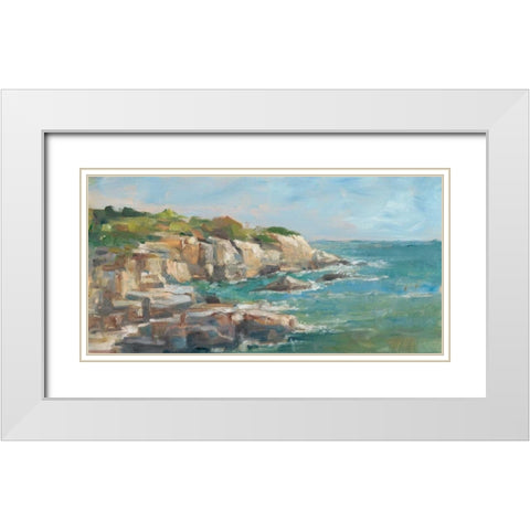 Impasto Ocean View I White Modern Wood Framed Art Print with Double Matting by Harper, Ethan
