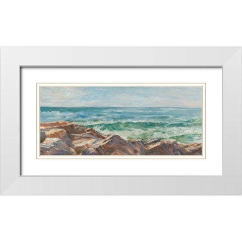 Impasto Ocean View III White Modern Wood Framed Art Print with Double Matting by Harper, Ethan