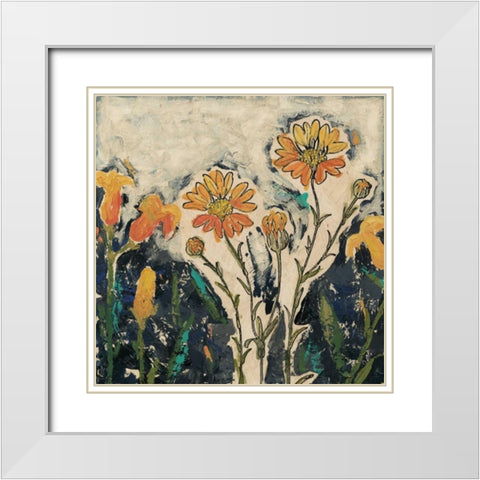 Floral Cutout II White Modern Wood Framed Art Print with Double Matting by Meagher, Megan