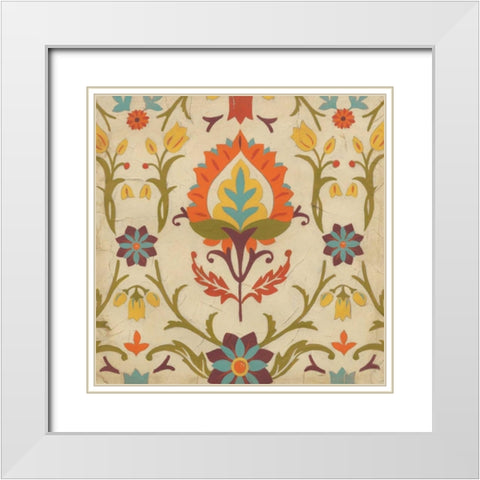 Vintage Damask II White Modern Wood Framed Art Print with Double Matting by Vess, June Erica